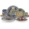 vancasso Serie SIMI Servizio Piatti 36 Pezzi per 12 Persone, Colorati Boho in Ceramica - 12 Piatti Piani, 12 Piatti da Dessert e 12 Ciotole per Cereali, Lavabili in Lavastoviglie