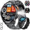 FITFLEX Smartwatch Uomo con Chiamata Bluetooth, 1,62 AMOLED Militare Orologio Smartwatch con 730mAh, Torcia LED, 110+ Modalità Sportive,Cardiofrequenzimetro e Sonno, Impermeabile 3ATM per iOS Android