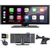 Wonsidary Schermo CarPlay per Auto 10,26 HD IPS Wireless Compatibile con Apple CarPlay & Android Auto,Touch Screen con SuperLink,Dash Cam 4K,Retrocamera 1080p,Registrazione in Loop,Audio Bluetooth,GPS,Siri