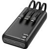 DRMARE Powerbank - Power Bank da 50000 mAh, ricarica rapida, 30 W, con 3 cavi integrati, 5 uscite e 2 ingressi, display a LED, ricarica portatile per iPhone, ecc