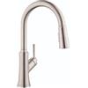 hansgrohe Joleena 04793800 - Rubinetto da cucina ad arco alto, in acciaio inox, con spruzzatore estraibile, per lavello da cucina, effetto acciaio inossidabile, altezza 40 cm