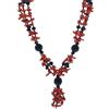 sicilia bedda - Collana con Corallo Rosso del Mediterraneo Argento e Agata Nera - Gioiello Artigianale