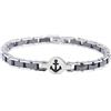 inSCINTILLE Bracciale Uomo in Accciaio inossidabile con Ceramica e Centrale Vari Simboli, braccialetto con Ancora Rosa dei venti Albero della vita, confezione regalo inclusa (Ancora Nero)