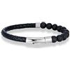 PVUVTNAHW Reiki Blu Apatite Bracciale con Perline Uomo Donna in Pelle Intrecciata Pietra Naturale La Circolazione del Sangue Stimolare L'Entusiasmo Gioielli(23cm,Volcanic Stone)