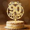 Seutgjie Decorazione per torta di 90° compleanno, Seutgjie, per 90° compleanno, donna, uomo, legno, con catena luminosa a LED, 1936 fino al 2026