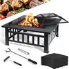 LIFERUN Braciere Barbecue con Griglia, Braciere da Esterno, 81cm Braciere da Giardino in Ferro,con Griglia, Attizzatoio,Parascintille, Copertura Impermeabile,Pinze per Grill,Spazzola,4 pcs Gamba