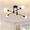 Goeco Sputnik Lampadario Industriale, 6 Lampadine Portalampada E27 Plafoniera Vintage, Lampada a Sospensione Regolabile di 180° per Camera da Letto Soggiorno, Nero 70CM