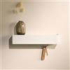 Designfabrik Hamburg Design Amburgo Portachiavi moderno da parete | Appendi chiavi con ripiano | Ganci portachiavi da muro | Arredo ingresso minimalista in alluminio (Bianco Opaco)