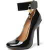 Yinghesheng Donna Scarpe col Tacco 14cm Tacco a Spillo Tacchi Alti in Pelle Verniciata Punta Tonda Sandali con Serratura Festa High Heels,Nero,43 EU