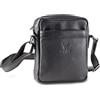 MATADOR Borsa a tracolla da uomo in pelle, Nappa Nera, Small