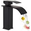 MEGYAD Rubinetto Bagno Nero: Rubinetto Cascata, Rubinetti Lavandino, Bagno Miscelatore Lavandino Freddo E Caldo, Nero Miscelatore Monocomando, Bagno Rubinetto