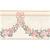 Dundee Deco BD6019 - Bordo per carta da parati preincollato, motivo floreale, beige, rosa, verde, con bordo a ghirlanda, design retrò, 4,57 m x 13,34 cm