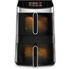Ufesa Friggitrice ad Aria Flamingo Duo, Doppia Vasca, Capacità 11,5L, 8 Programmi Preimpostati, Schermo Touch Digitale, DualZone Heat, 2500W, Verticale, 50-220ºC, Air Pulse 360º, Finestra con Luce