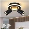 SANSHI Faretti da Soffitto Orientabili LED 2 Luci Rotonda,3000K,nero | Faretti da Parete con Inferiore 15W+2x5W,GU10 Lampadario Faretti,Moderna Plafoniera Faretti Per Cameretta Cucina