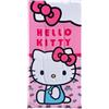 CARTOON Telo Mare Hello Kitty 70x140 cm Microfibra 100% Poliestere 245 gsm Assorbente e Asciugatura Rapida Leggero e Compatto Ideale per Spiaggia e Piscina Design Rosa con Fiocco Iconico