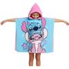Disney Stitch e Angel Poncho da Bambina, Telo Mare, Asciugamano da Bagno con Cappuccio, Asciugamano da Nuoto per Ragazze