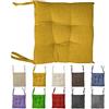 Home Tresor - Cuscino Sedia con Lacci | Cuscino Imbottito Sedie da Cucina, Giardino, Morbida Seduta Sp. 6 cm | Coprisedia Quadrato Made in Italy (Giallo, 2)