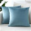 Sungeek Confezione da 2 Federe in Velluto, Fodere per Cuscini Decorativi Morbidi Copricuscini Divano di Lusso per Divano Letto Soggiorno Camera da Letto (45x45cm, Azzurro)