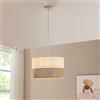 lux.pro Lampada a Sospensione con Doppio Paralume Cilindrico in Tessuto Ø40 cm E27 Lampada da Soffitto per Soggiorno Cucina Ingresso Camera - Bianco/Effetto Lino