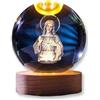 TENET Sfera di Cristallo 3D con Base in Legno, Lampada LED da Notte, Decorativa Illuminazione d'Atmosfera (GESU' BENEDICENTE)
