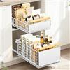 EOJDDPA Cassetto estraibile per cucina, 2 pezzi, sistema di cassetti Telescop con estrazione, senza foratura, fino a 25 kg, organizer per cassetti per armadi profondi, bianco, 39,5 x 23,5 x 19/11 cm