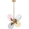 LEDKIA LIGHTING - Lampada a Sospensione | Metallo e Cristallo | 4 Luci E27 | Design Elegante | Lampadari Ottone Illuminazione | Uso Interno IP20 | Per Cucina e Camera da Letto, Oro