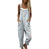 Generico Salopette Donna Estiva Lunga in Lino Elegante Tuta Intera Curvy con Stampa Boho Chic Jumpsuit Pantaloni Gamba Larga Senza Maniche Moda Baggy Cotone Taglie Forti Mare Vacanza Comoda (A13,S)