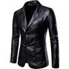 Generico Cappotto Casual da Uomo in Similpelle Tinta Unita, Blazer Monopetto, Giacche Slim con Revers, Maniche Lunghe, Cappotto con Tasche, Giacca A Vento Classica da Motociclista, Nera XXL