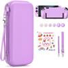 Younik Custodia Switch 2 Compatibile con NS Switch 2 (2025), Kit Accessori 15 in 1 Include Custodia con 19 Alloggiamenti per Schede di Gioco, Custodia Protettiva per Console Switch 2 & J-Con (Viola)