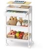 SONGMICS Carrello a 3 Ripiani, Carrello Scaffale da Cucina con Ruote, con Ripiano Rimovibile e Cassetto, in Plastica, Facile da Montare, Bianco e Rovere Dorato BSC069W101