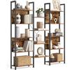 VASAGLE Libreria, Scaffale Portaoggetti, con 14 Ripiani, Struttura in Metallo, Soggiorno Studio Ufficio, Stile Industriale, 24 x 158 x 166 cm, Marrone Vintage e Nero Inchiostro LLS107B01
