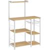 VASAGLE Scaffale da Cucina, Supporto per Forno a Microonde, Mobile Cucina, Cestino a Filo Metallico, 6 Ganci, per Spezie Pentole Padelle, 40 x 90 x 134 cm, Rovere Dorato e Bianco KKS035W09