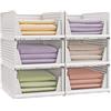 SONGMICS Organizer per Armadio Pieghevole, Set di 6 Organizzatori Cesti Impilabili Scorrevoli per Armadio, Cassetti in Plastica per Camera da Letto Ufficio Bagno, Bianco LPC600WZ01