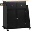 HOMCOM Carrello da Cucina con Armadietto 2 Cassetti 89x45x89.5 cm Nero