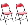 CLP Set 2 Sedie Pieghevoli Felix in Plastica (PVC) I Sedie Salvaspazio Telaio in Metallo E Seduta Imbottita I Sedie Riunioni Ospiti Chiudibili, Colore:Rosso/Nero