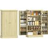 HOMCOM Credenza Cucina 104 cm, Mobile Dispensa con 2 Ante, Ripiani Regolabili, 12 Portaspezie, 5 Ripiani, Mobile Cucina Moderno per Sala da Pranzo Soggiorno, Legno Naturale