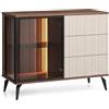 Komodee Credenza Dawson KSZ103 - Nero - Kashmir - Vetrina - Illuminazione LED - Larghezza 103 cm, Altezza 80 cm, Profondità 39 cm