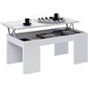 MarinelliGroup Tavolino da caffe' sollevabile 100 X 50 X 43 cm con rialzo salvaspazio soggiorno BIANCO LUCIDO 001637BO