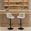buybyroom Set di 2 sgabelli da bar regolabili in altezza, seggiolone da cucina girevole a 360°, 39 × 47 × 83 - 104 cm, velluto grigio (stile 5)