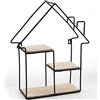 ceq mensola bacheca in Metallo Nero Forma casa con Ripiani in Legno Shabby Chic 36 * 12 * 44 cm 763632