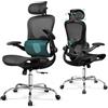 DEVAISE Sedia da Ufficio Ergonomica con Schienale Traspirante a Sezioni, Poggiatesta 3D Regolabile, Braccioli Regolabili, Supporto Lombare, Funzione Dondolo, Sedia Ergonomica per Home Office, Nero