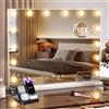 Ereousa Specchio Trucco con Luci, 3 modalità Luce, 50 x 40 cm Specchio Trucco, Durevole Specchio con Luci Make Up, Specchio Make Up con 14 Lampadine LED