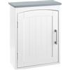 kleankin Mobile Bagno a Parete con Mensola Regolabile, Pensile Bagno a un'Anta, 41x18.5x52cm, Bianco e Grigio