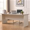 Shally Dogan Scrivania da Ufficio in Legno per Computer, Tavolo Desk Porta PC per Studio, Lavoro, Cameretta, Home Office Stile Moderno, Resistente agli Urti, 160x80x74cm (Cemento e Bianco)