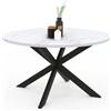 IDMarket - Tavolino rotondo ALASKA da 70 cm con piano in marmo bianco e gamba a ragno in metallo nero