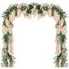 Duovlo Ghirlanda di glicine in finta seta, 4 pezzi, da appendere, per casa, giardino, cerimonia, matrimonio, arco, decorazione floreale (champagne)