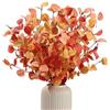 HNVNER 5 Foglie di Eucalipto Autunnali Artificiali, Fake Steli Rami di Eucalipto 60cm, Autumn Leaves in Seta Finta, Decorazioni Autunnali per Casa, Matrimoni, Feste del Ringraziamento (Arancione)