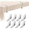PARENCE. Set di 8 Mollette per Tovaglia - Apertura 4 cm - Clip di Fissaggio in Plastica e Acciaio Inox - Fissaggio Solido per Tavoli Interni ed Esterni - 8 Pezzi