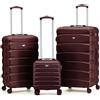 Flight Knight Set di 3 Valigie Rigide ABS per Viaggi e Vacanze Bagaglio a Mano 40 cm Medio e Grande da Stiva Trolley Leggero e Resistente 8 Ruote Spinner con Serratura TSA