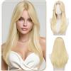 Sofeiyan Parrucca con Frangia,55 cm Biondo Platino Parrucca Lunga e Liscia da,Parruccas da Donna Dallo Stile Elegante in Fibra Sintetica Resistente al Calore,per gli Quotidiani